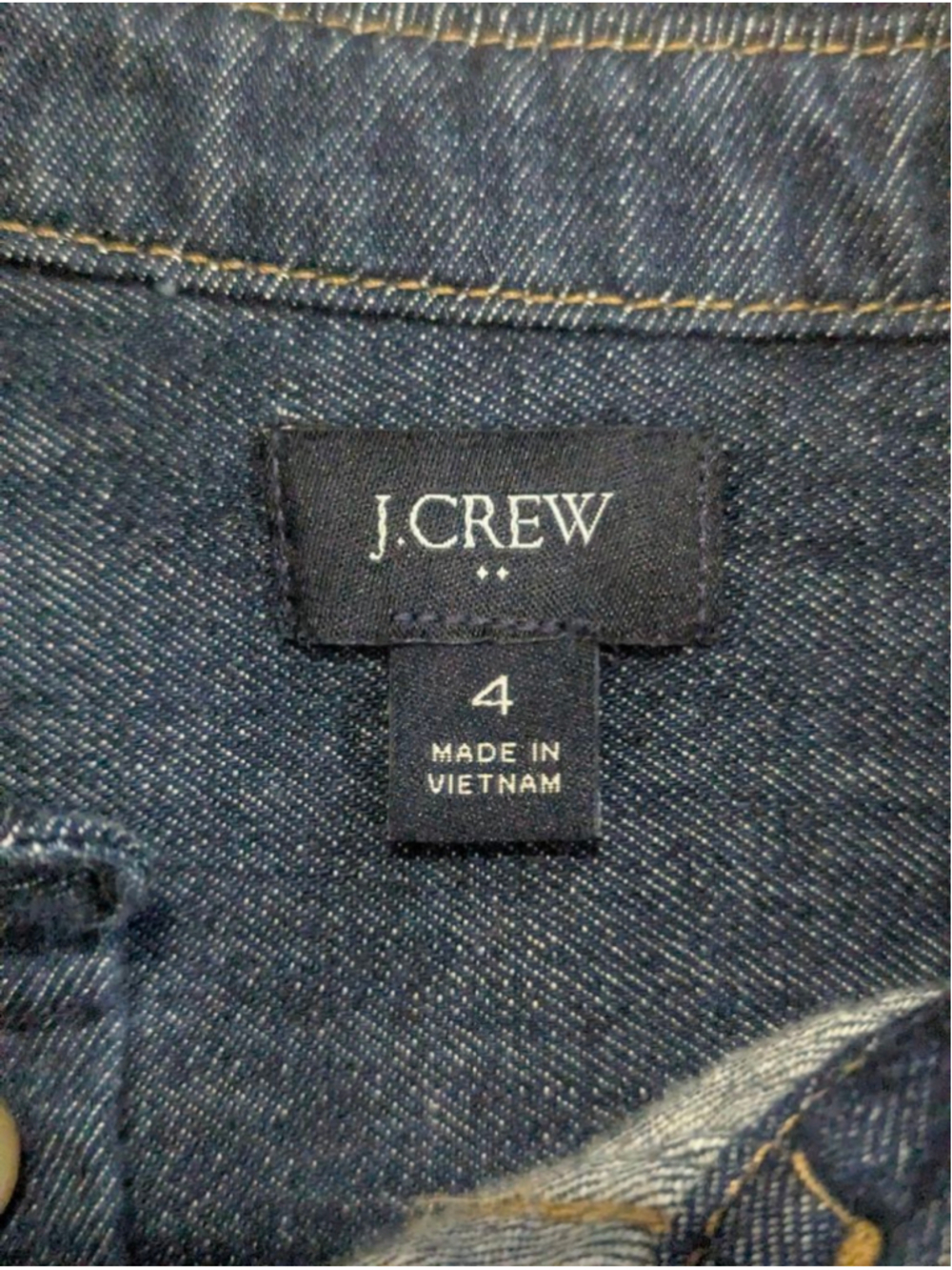 J. Crew Factory Denim Utility Dress Short Sleeve w/Tie + Button Front Size 4 - Picture 4 of 13